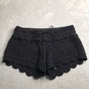SurF Gypsy Black Crochet Short Shorts Lined Size M